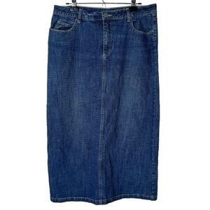 Suzanne's Denim Maxi Skirt Medium Wash Blue Jean 90's Stretch Women's Size 16